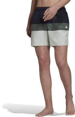 Grosses soldes ❤️ Adidas Block CLX Short Length Shorts Men, bleu/gris ✔️ -Maillots de bain Soldes adidas block clx short length shorts men legend ink linen green 4