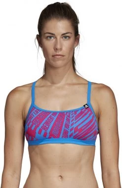 Vente flash ⭐ Adidas Pro AOP Haut de maillot de bain 2 pièces Femme, bleu/rose ✨ -Maillots de bain Soldes adidas pro aop 2 piece top women true blue 4