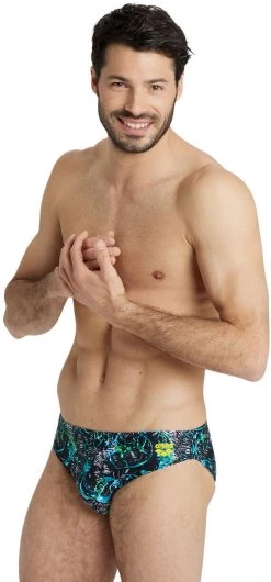 Meilleure affaire ⌛ Arena Allover Brief Men, Multicolore 🔥 -Maillots de bain Soldes arena allover brief men black multi 3 1