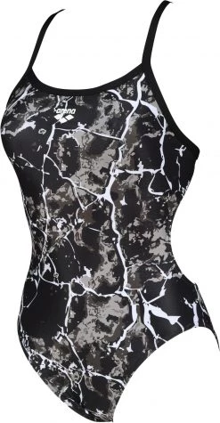 Vente flash 😀 Arena Earth Texture Challenge Back Swimsuit Women, noir/gris 😀 -Maillots de bain Soldes arena earth texture challenge back swimsuit women black black multi 3 1
