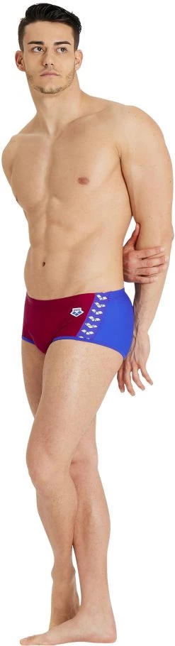 Promo 😉 Arena Icons Panel Low Waist Shorts Men, rouge ⭐ -Maillots de bain Soldes arena icons panel low waist shorts men burgundy neon blue 5
