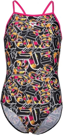 Vente flash ❤️ Arena Lightdrop Back Allover One Piece 💯 Swimsuit Girls, Multicolore 💯 -Maillots de bain Soldes arena lightdrop back allover one piece swimsuit girls freak rose black multi 3