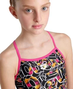 Vente flash ❤️ Arena Lightdrop Back Allover One Piece 💯 Swimsuit Girls, Multicolore 💯 -Maillots de bain Soldes arena lightdrop back allover one piece swimsuit girls freak rose black multi 6