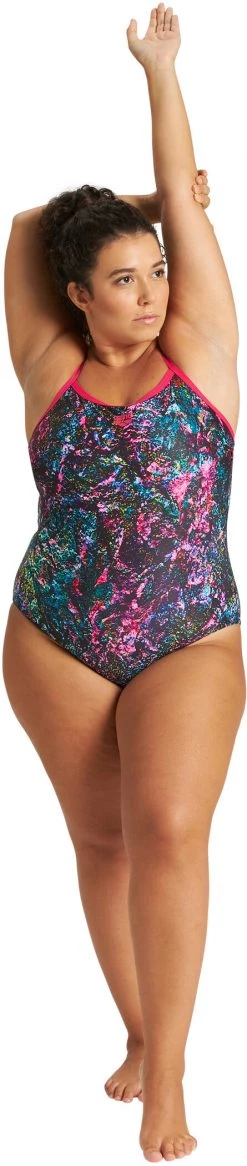 Vente flash 😀 Arena Mountains Texture Light Drop Back Swimsuit Plus Women, noir/Multicolore 🛒 -Maillots de bain Soldes arena mountains texture light drop back swimsuit plus women freak rose multi 5 1
