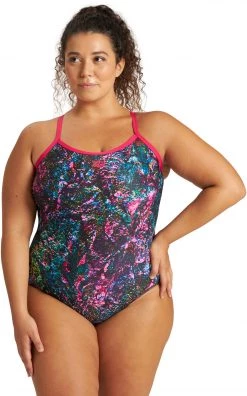 Vente flash 😀 Arena Mountains Texture Light Drop Back Swimsuit Plus Women, noir/Multicolore 🛒 -Maillots de bain Soldes arena mountains texture light drop back swimsuit plus women freak rose multi 6 1