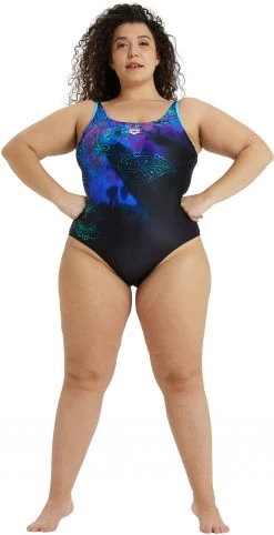 Coupon ⌛ Arena Placement U Back One Piece Swimsuit B Plus ⭐ Women, bleu/rose ✨ -Maillots de bain Soldes arena placement u back one piece swimsuit b plus women black martinica multi 5 1