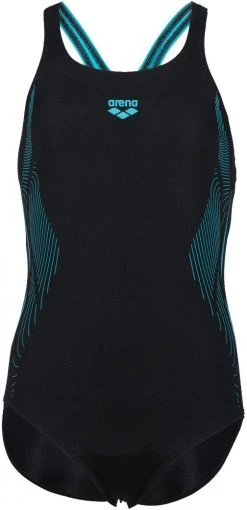 Offres 🔔 Arena Pro Back Graphic One Piece Swimsuit Girls, noir/jaune 🛒