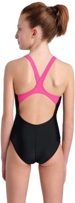 Bon marché ❤️ Arena V Back Graphic One Piece 🌟 Swimsuit Girls, bleu/vert 😉 -Maillots de bain Soldes arena v back graphic one piece swimsuit girls black freak rose 6 1