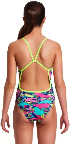 Promo 👍 Funkita Single Strap One Piece Swimsuit Girls, Multicolore ✔️ -Maillots de bain Soldes funkita single strap one piece swimsuit girls bright bergs 3 1