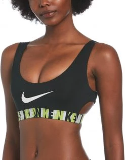 Budget ❤️ Nike Swim Logo Tape Scoop Neck 😀 Bikini Top Women, rose 👏