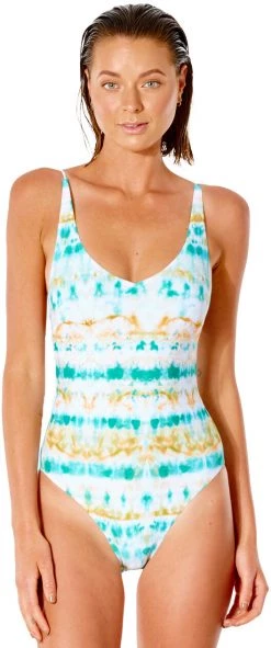 Meilleur prix ✨ Rip Curl Summer Palm Good Swimsuit Women, blanc/turquoise ✔️