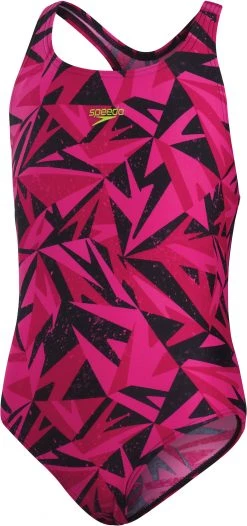 Promo 🔥 Speedo Hyperboom Logo Medalist Swimsuit Girls, rose/noir ✨