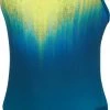 Tout neuf 🎉 Speedo Placement Digi Turnback Swimsuit Women, Bleu pétrole/jaune 🔥