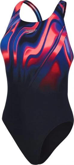 Sortie 🎉 Speedo Placement Digital Powerback Swimsuit Women, noir/vert 🛒