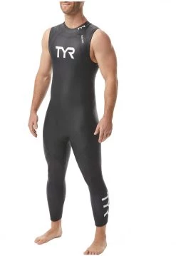 Promo 🔔 TYR Catergory 1 Sleeveles Wetsuit Men, noir 🥰
