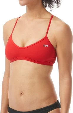 Vente flash 🧨 TYR Solid Haut de bikini Trinity Femme, rouge 🛒