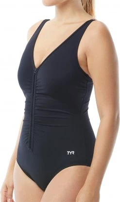 Vente flash ✔️ TYR Solids Maillot de bain à fermeture éclair et col en V Femme, rose ✔️