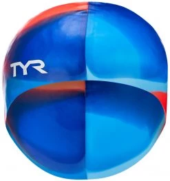 Grosses soldes ⭐ TYR Tie Dye Bonnet de bain en silicone Enfant, bleu/orange ⭐ -Maillots de bain Soldes tyr tie dye silicone swim cap juniors blue orange 2